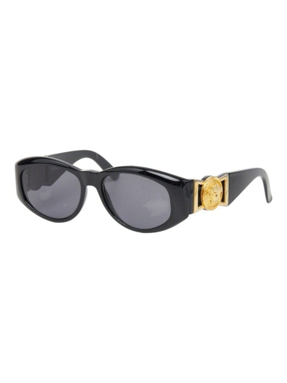 Versace Side Medusa Sunglasses Black Gold Acetate Eyewear